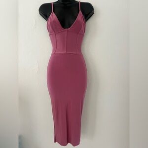 PrettyLittleThing Mauve Bustier Midi Dress